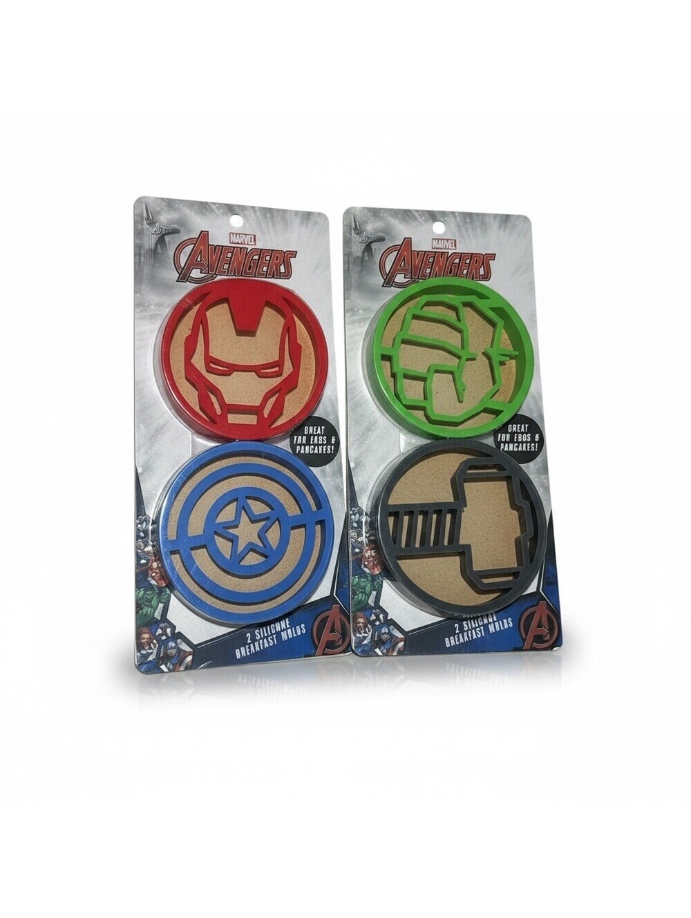 Marvel Avengers Silicone Pancake Egg Molds 4pc Iron Man Captain Hulk Thor Set